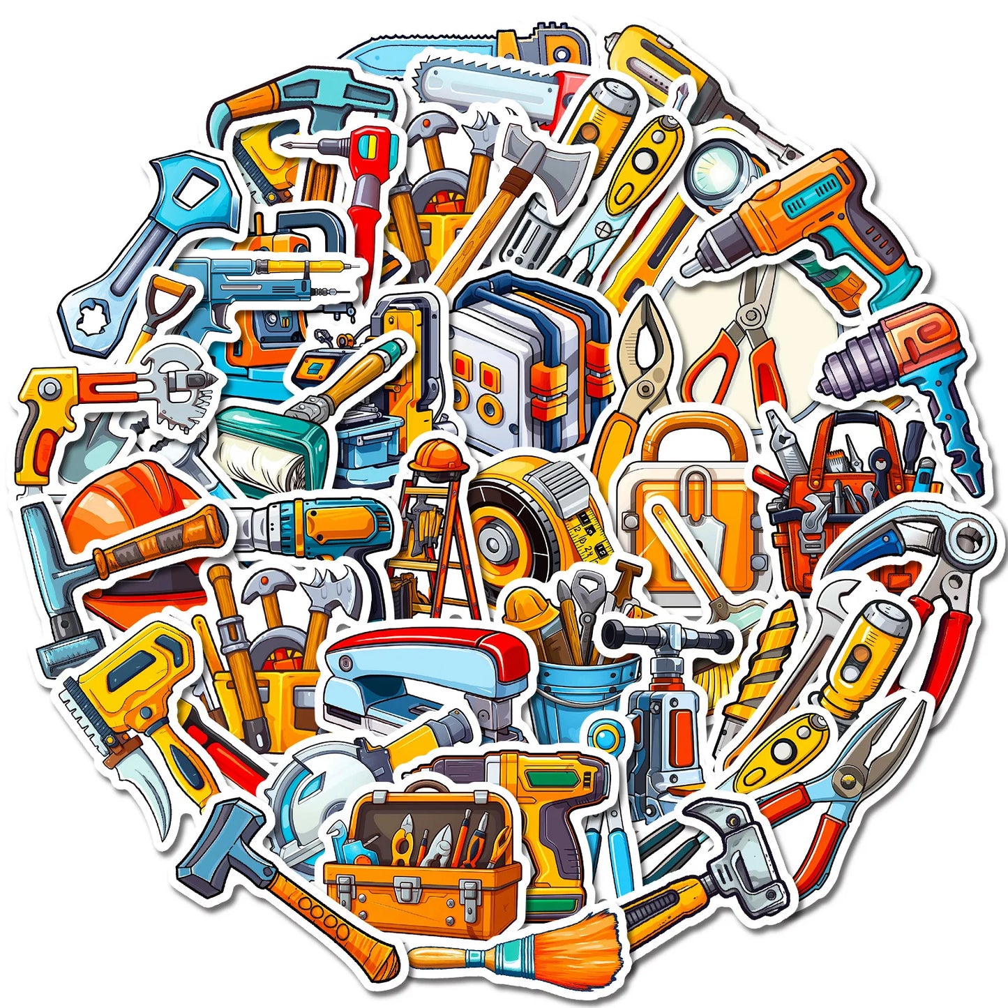 Electric Hand Tools Stickers Pack for DIY, Phone, Helmet, Laptop, Skateboard