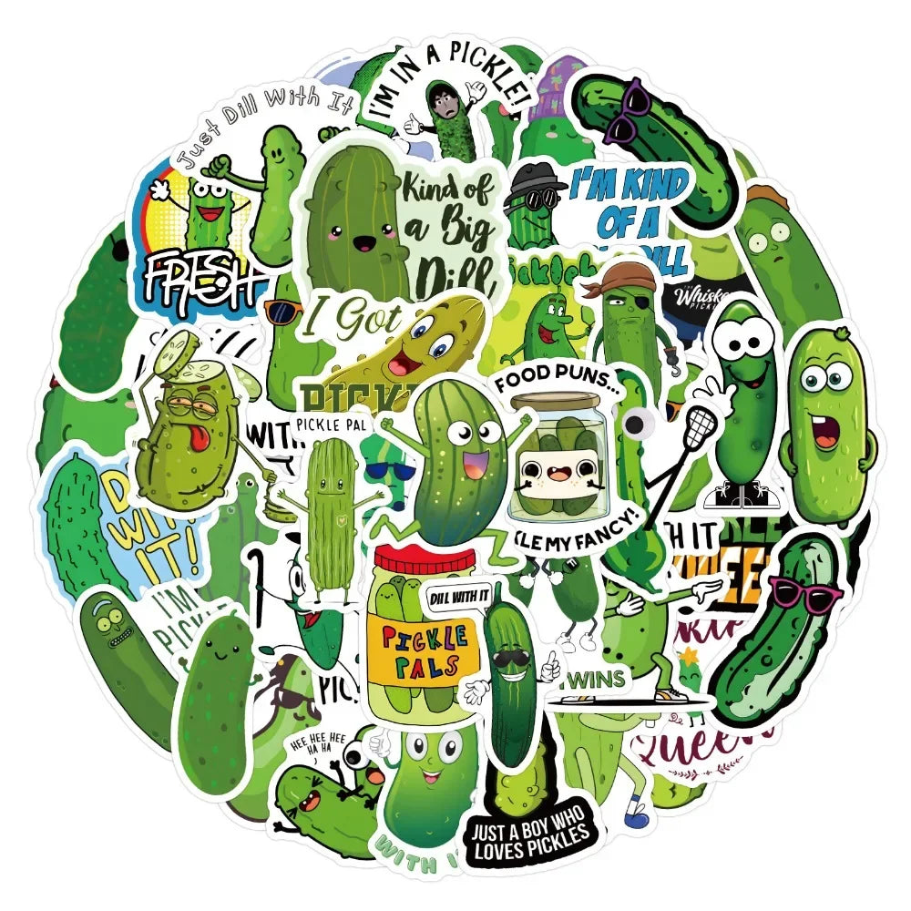 10/60Pcs Pickled Cucumber Cartoon Graffiti Stickers Phone Guitar Laptop Notebook Suitcase Cup Waterproof Sticker Decals Kids Toy