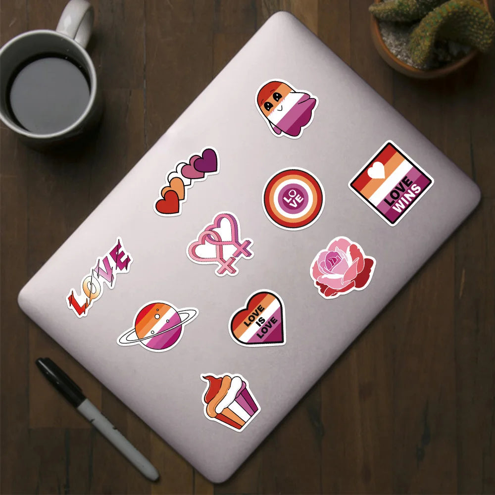 10/30/50PCS Purple Lesbian Graffiti Stickers Cartoon Decal Skateboard Laptop Motorcycle Luggage Phone Bike Waterproof Sticker
