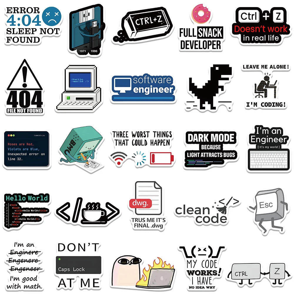 10/30/50pcs Cartoon Funny Program Ape MEME Stickers Funny Programmer Decals Skateboard Fridge Guitar Car Cool Waterproof Sticker