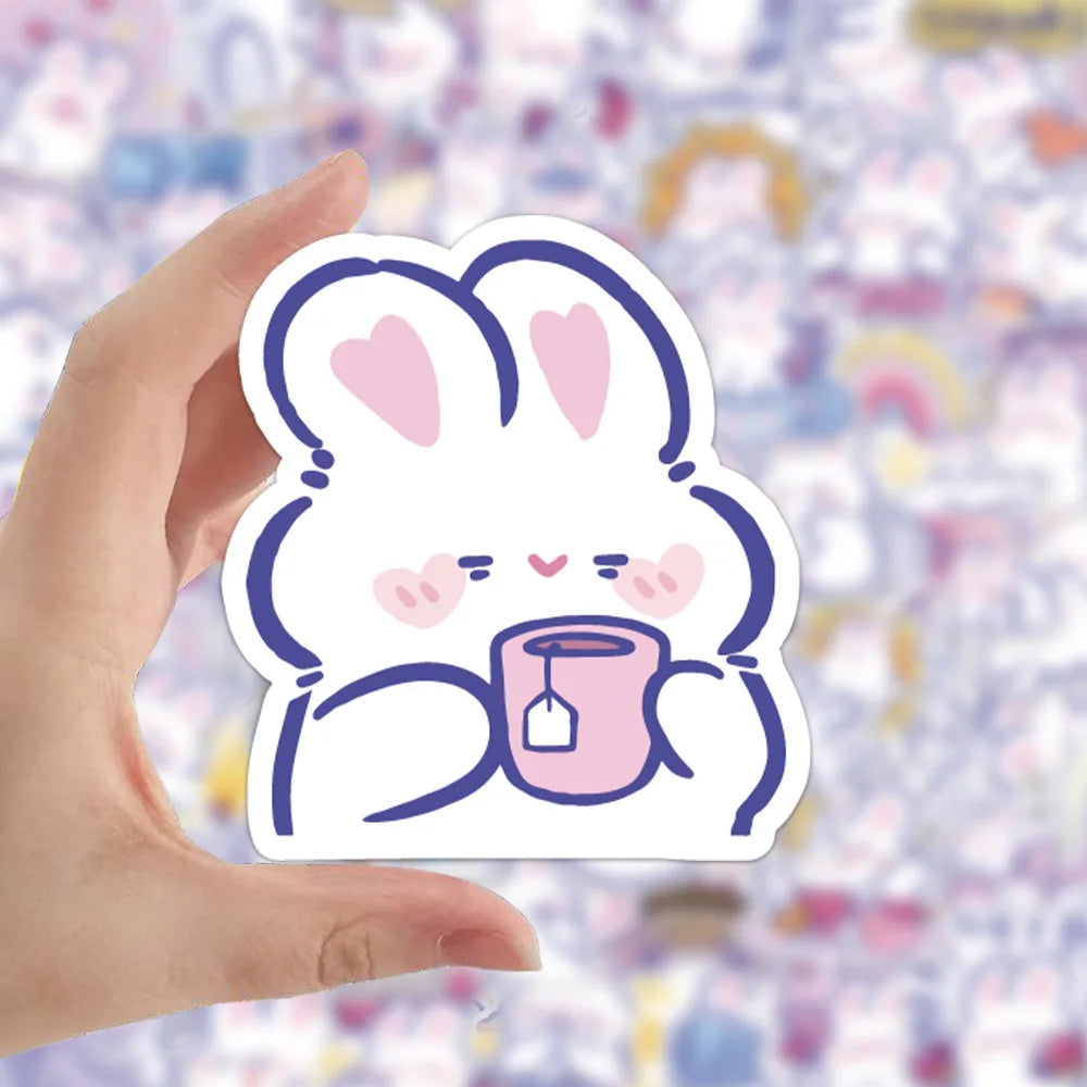 Kawaii Animal Stickers Cute Rabbit Cartoon Decals for Kids Fridge Laptop Phone Guitar Skateboard