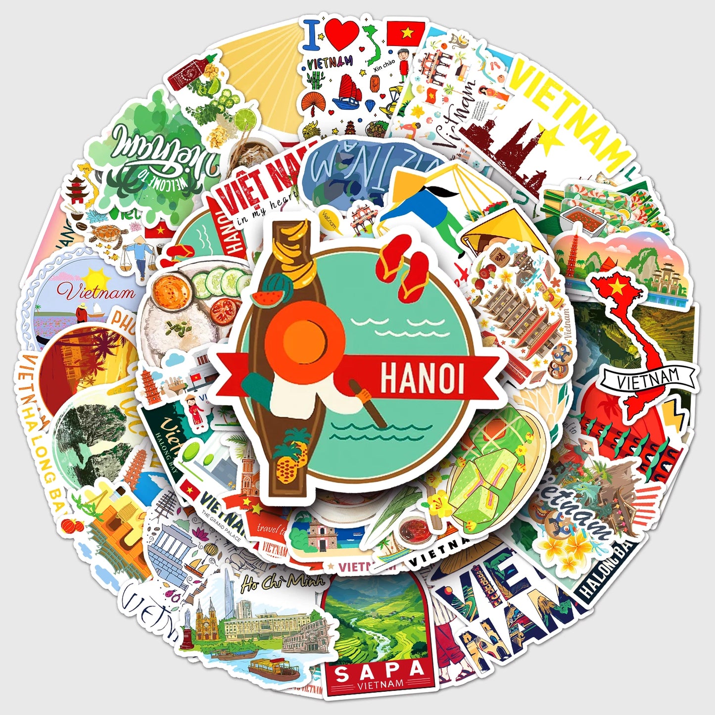50Pcs City Series Cartoon Waterproof Vinyl Stickers for Skateboard Snowboard