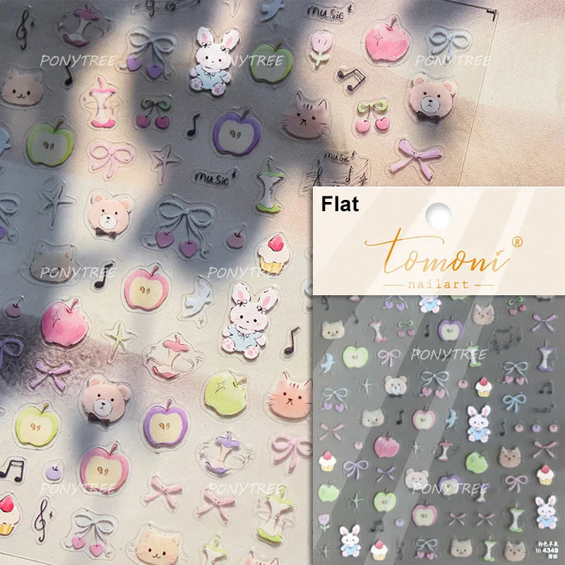 Cat Kitten Nail Art Stickers Rhinestone Decals
