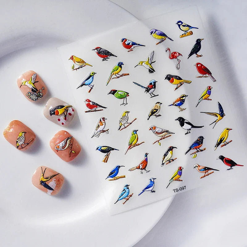 3D Chinese Flower Nail Art Stickers - Red Plum Blossom
