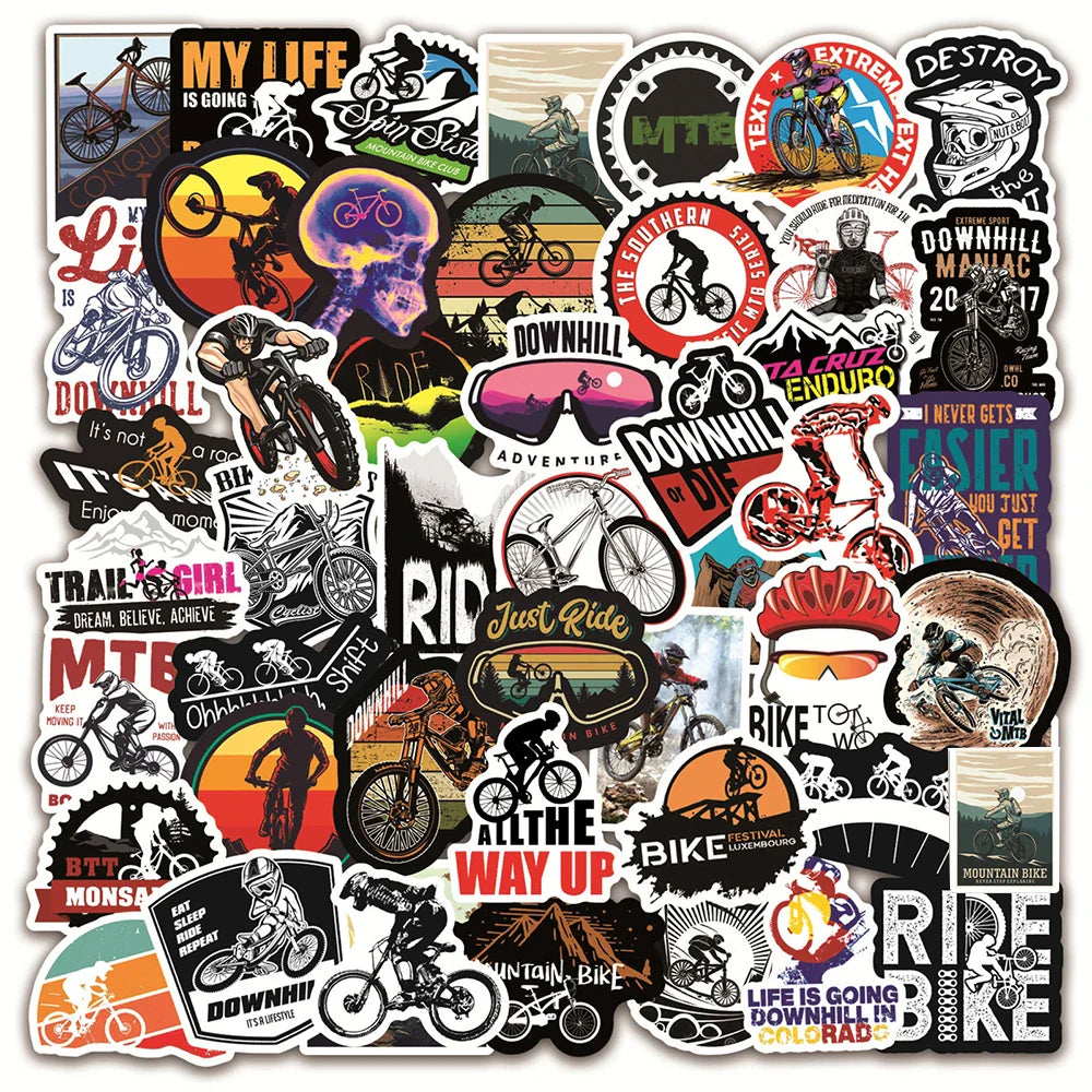 Mountain Bike Graffiti Stickers Waterproof Decals for Laptop, Guitar, Luggage, Skateboard, Car, Kids Toys (10/30/50/100PCS)