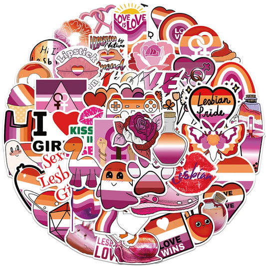Lesbian Pride Stickers Decals for Laptop Phone Luggage Water Bottle Skateboard Car Fridge