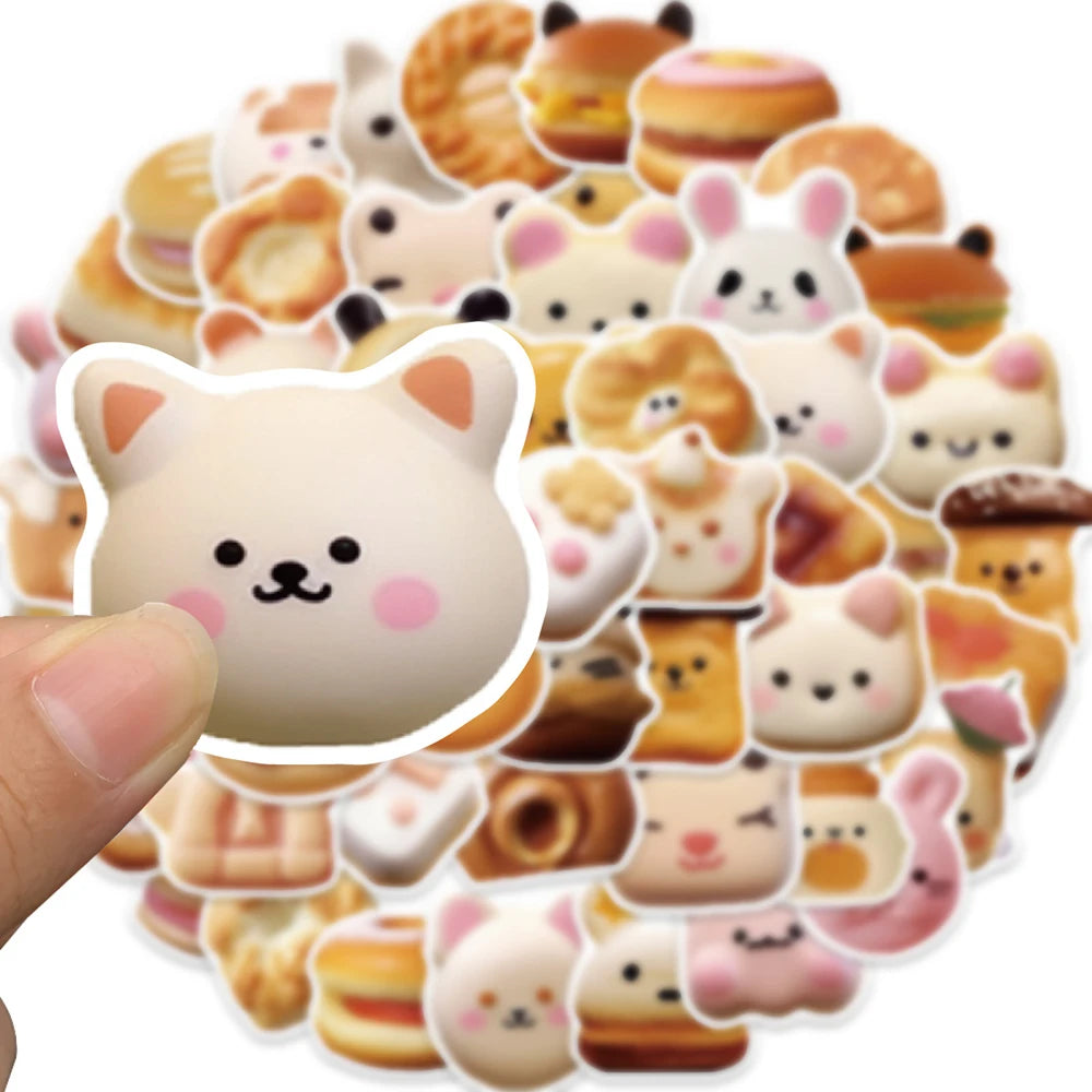 10/30/50PCS Cute Animal Cookie Stickers Funny Decals Toys DIY Notebook Phone Guitar Luggage Bike Kids Toys Cartoon Sticker Gift