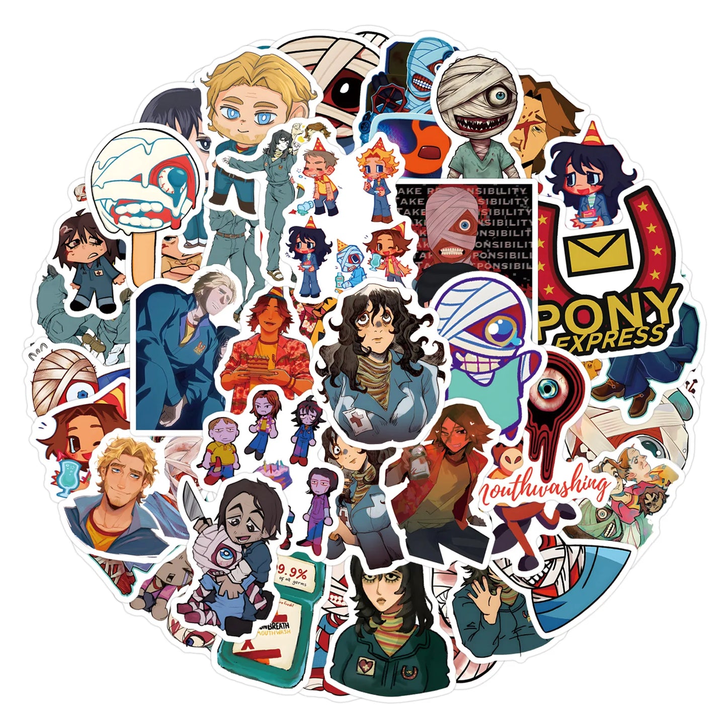 Mouthwashing Horror Game Cartoon Graffiti Stickers Decals for Fridge Laptop Phone Guitar Car Bike