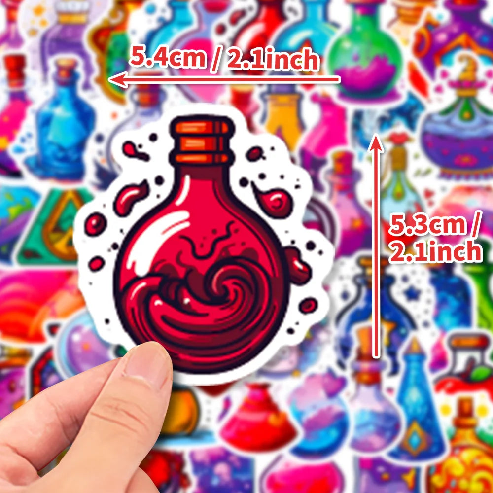 10/50PCS Colorful Magic Bottle Stickers Funny Cute Decals For Kids Laptop Luggage Fridge Diary Bike Phone Notebook Stickers