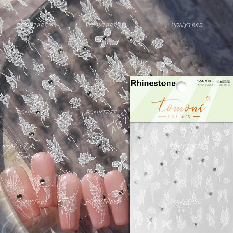 Butterfly Snowflake Rhinestone Nail Art Stickers Decals