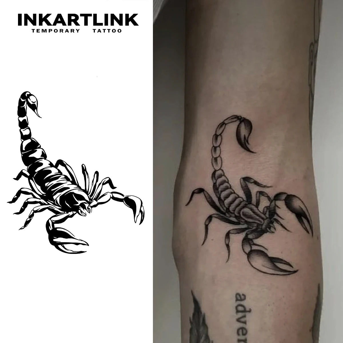Scorpion temporary tattoo sticker, waterproof magic tattoo, lasts to 15 days fake tattoo, semi permanent tattoo