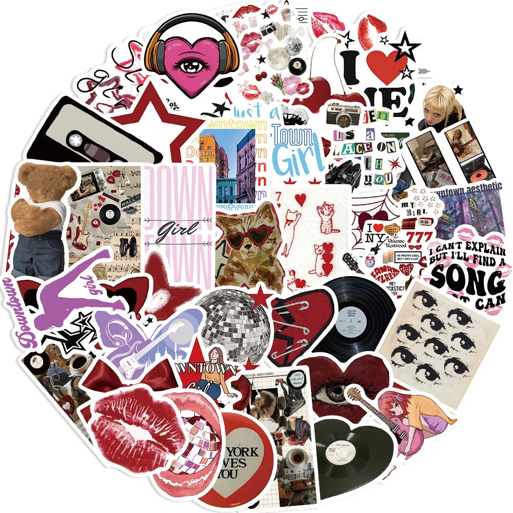 Y2K Girls Stickers Pack: Trendy Cartoon Decals for Skateboard, Laptop, Phone, Bike, Kids Toys