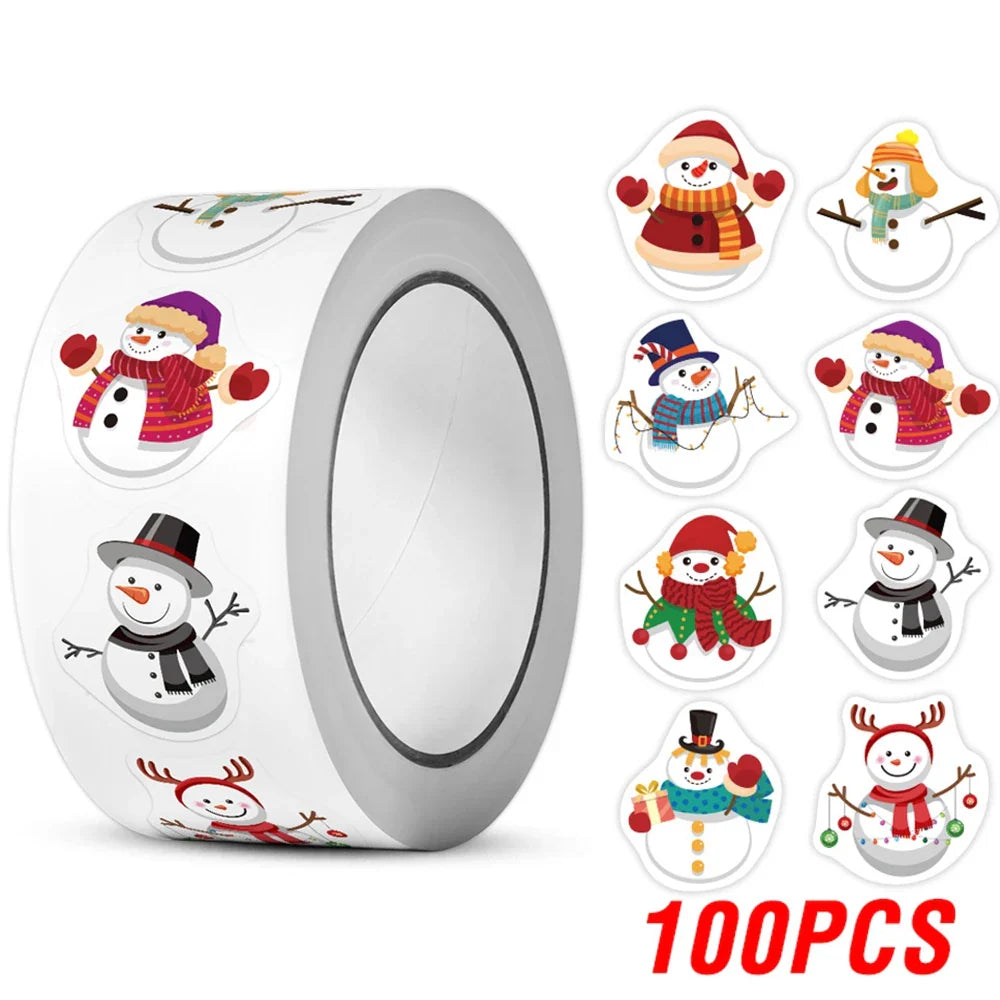 500pcs Christmas Snowman Stickers - 8 Designs DIY Decor