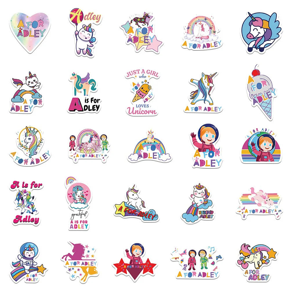 10/30/50PCS Cartoon Game Unicorn A for Adley Stickers DIY Phone Laptop Luggage Skateboard Graffiti Decals Fun for Kid Toy