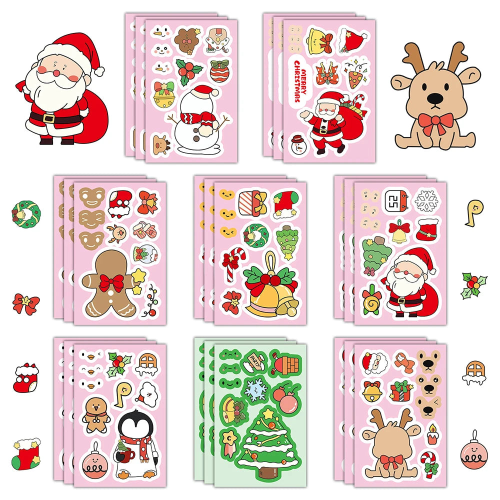 Christmas Santa Puzzle Stickers Kids DIY Jigsaw Toy