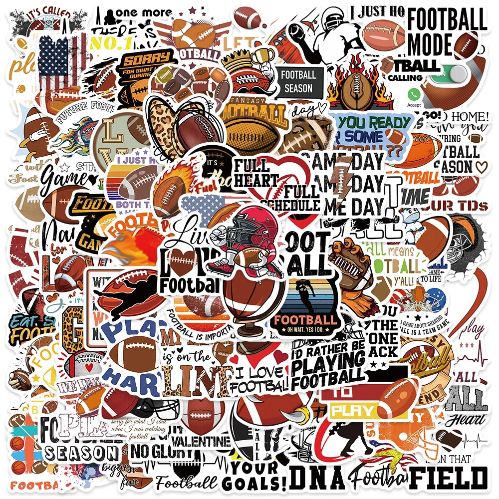 50/100pcs Funny Cartoon Sport American Football Rugby Stickers For Luggage Laptop Guitar Phone Diary Waterproof Graffiti Decals