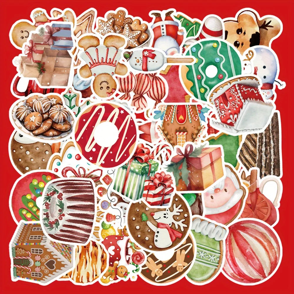 50pcs Christmas Food Graffiti Stickers for Helmet, Wall, DIY Decoration Wholesale