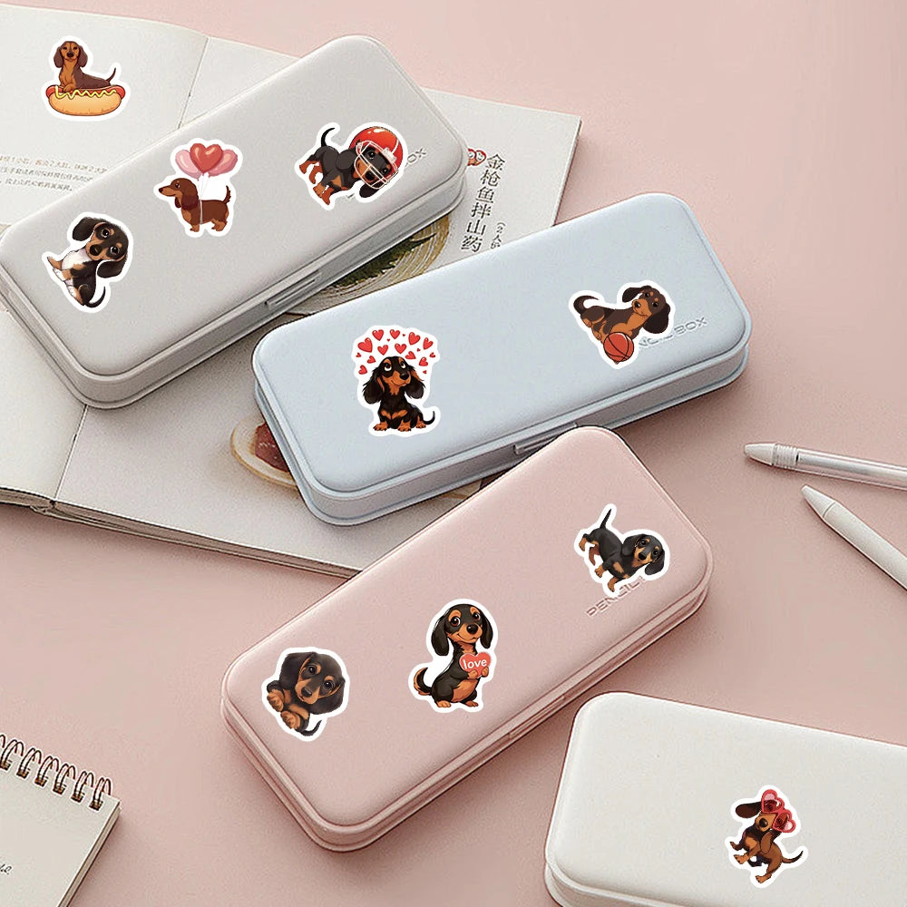 500pcs/roll Cute Cartoon Animal Pet Dog Stickers Dachshund Sticker Luggage Guitar Laptop Stationery Vinyl Decals(10 Patterns)