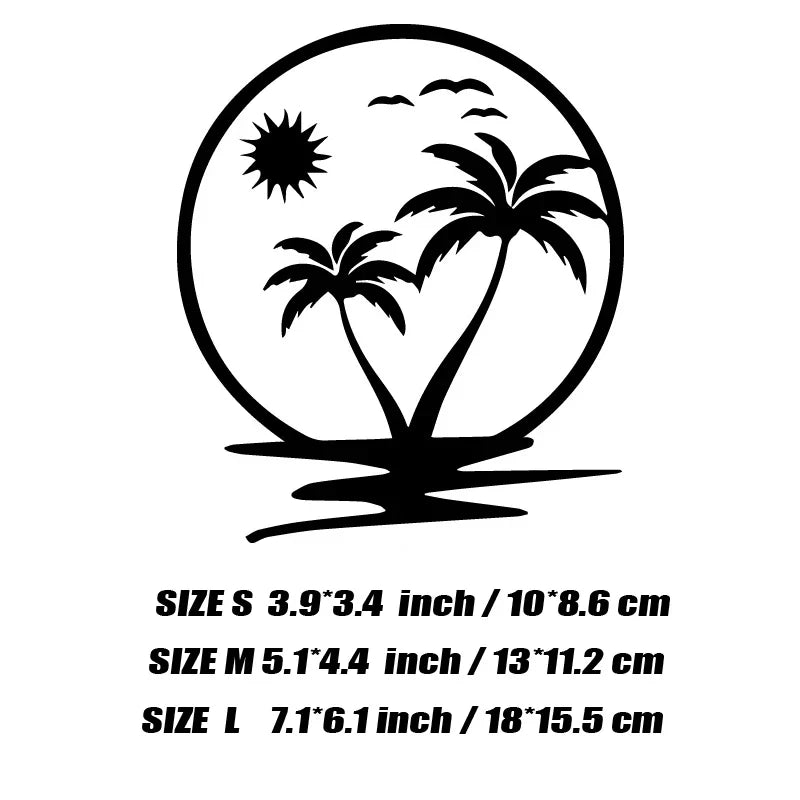 Waterproof Coconut Tree Vinyl Stickers for Cars & Laptops