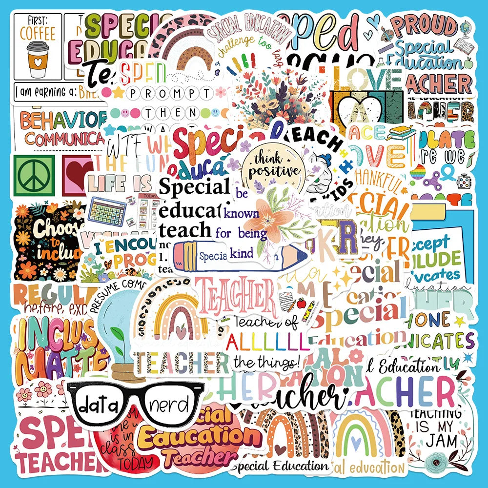 50pcs Special Education English Quotes Graffiti Stickers for Helmet, Wall, DIY Decor