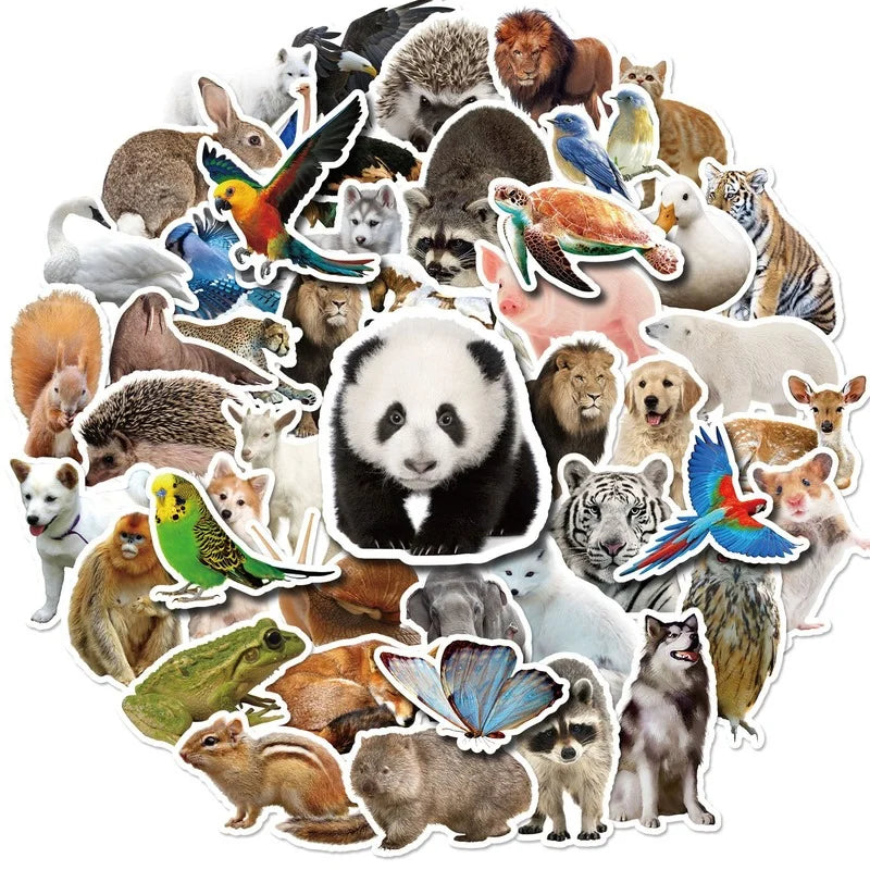 PVC Jungle Animal Stickers 10/25/50pcs for Teachers, Water Bottles, Scrapbooks, Skateboards, Luggage