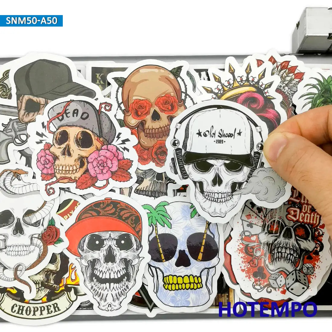 50Pieces Retro Skeleton Motorcycle Rider Decals Skull Monster Demon Funny Stickers for Bike Skateboard Phone Laptop Car Sticker