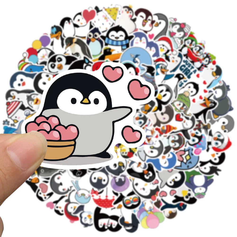 50/100pcs Cute Cartoon Animals Penguin Stickers Kids Toy Waterproof Graffiti For Laptop Water Bottle Phone Bicycle Car Decals