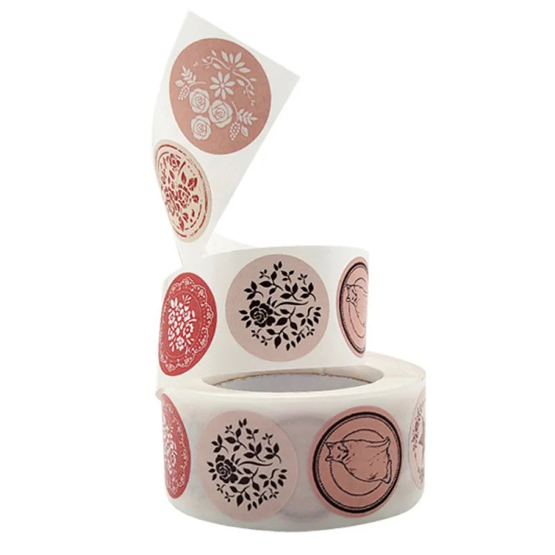500pcs Envelope Seal Labels with 8 Flower Patterns Stickers Self Adhesive Sticker Labels for Party Decor,Birthday,Wedding