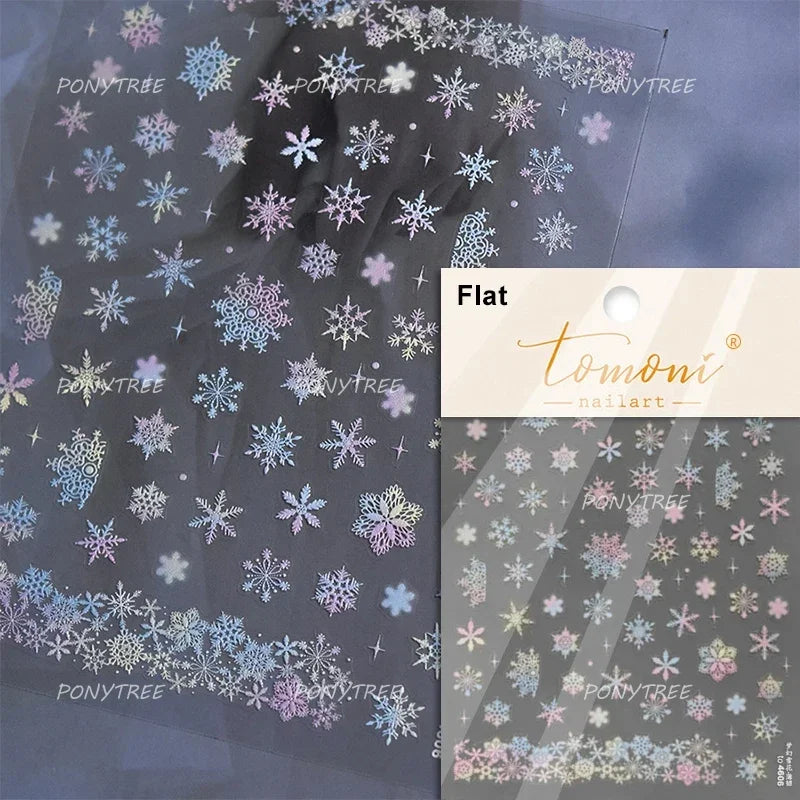 Winter Snowflake Nail Art Stickers Rhinestone Decals