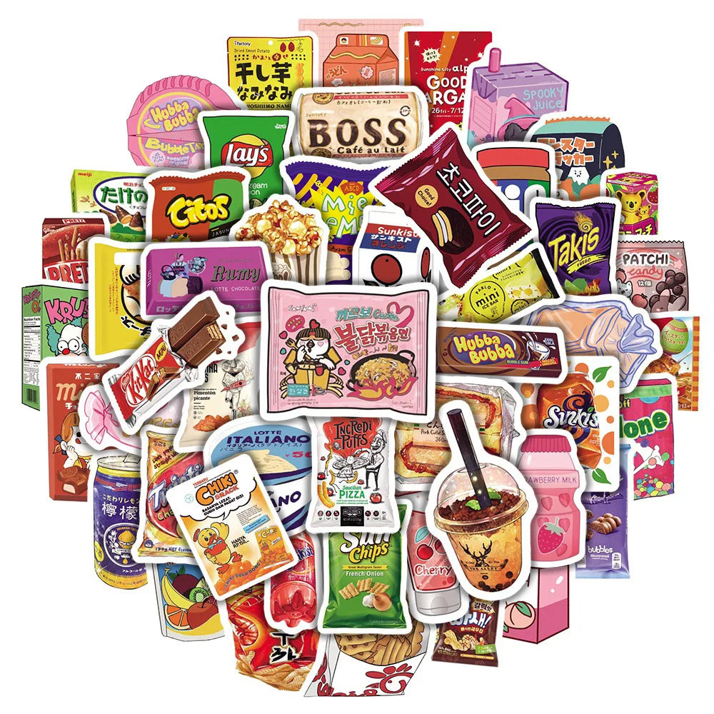 Snack Noodles Drink Chips Stickers DIY Laptop Luggage Skateboard Decals
