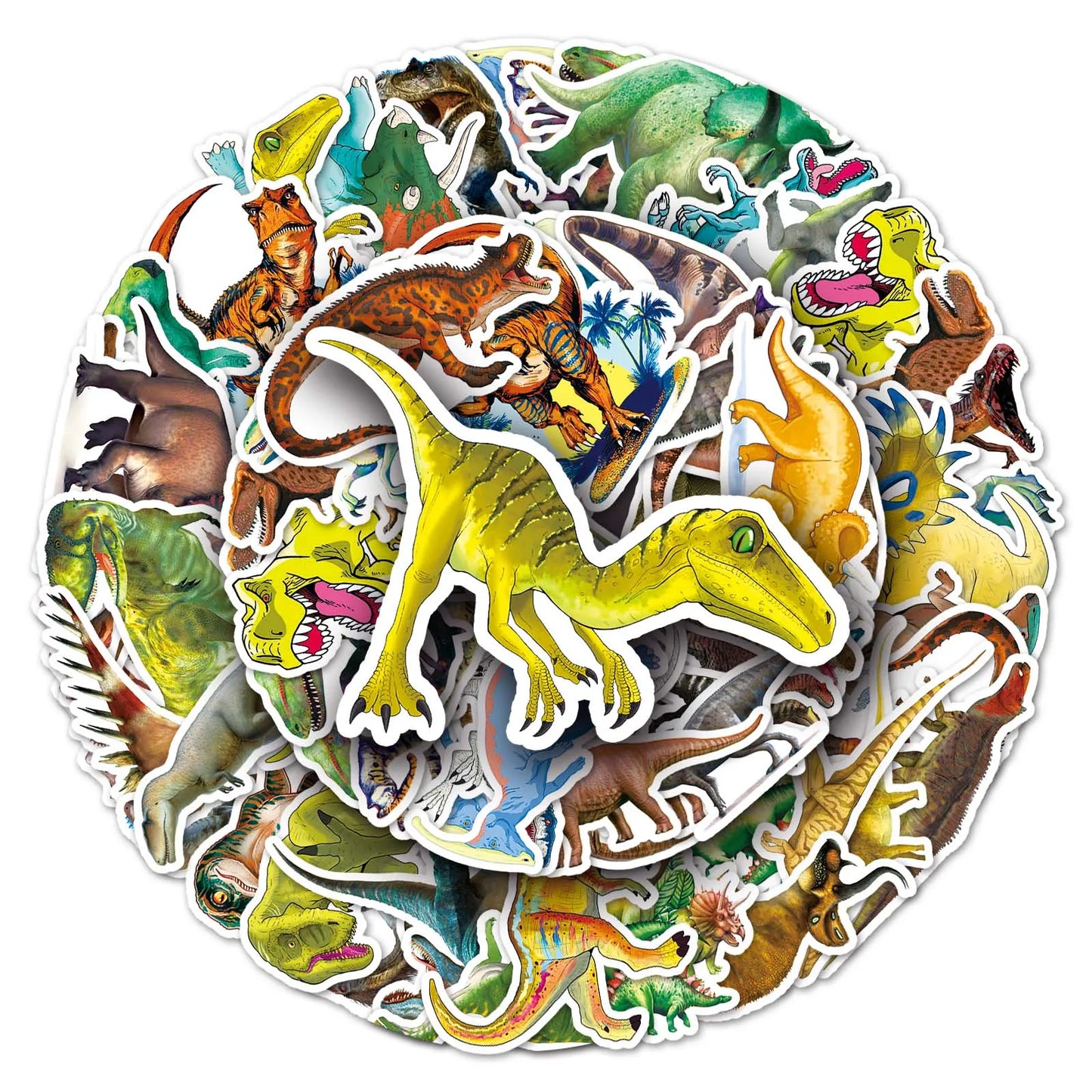 50Pcs Dinosaur Cartoon Waterproof Vinyl Stickers for Skateboard Snowboard
