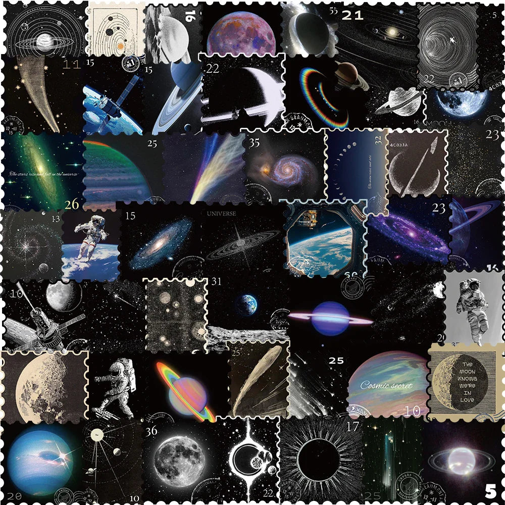 50PCS Universe Planet Stickers Waterproof Decals Set