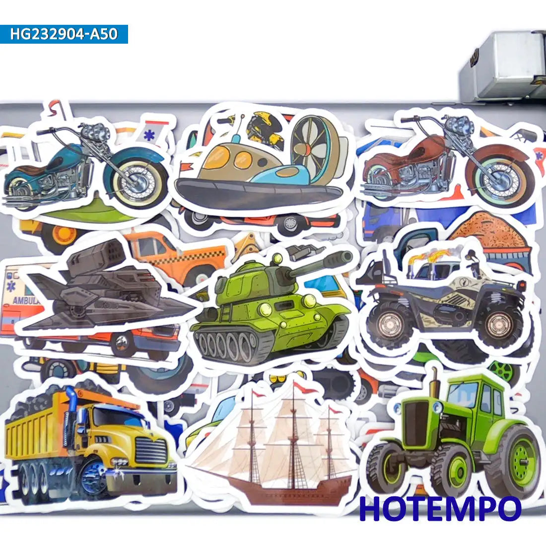 20/30/50Pieces Mixed Vehicles Ship Motorcycle Bus Truck Car Funny Stickers for Phone Scrapbook Diary Luggage Laptop Sticker Toys