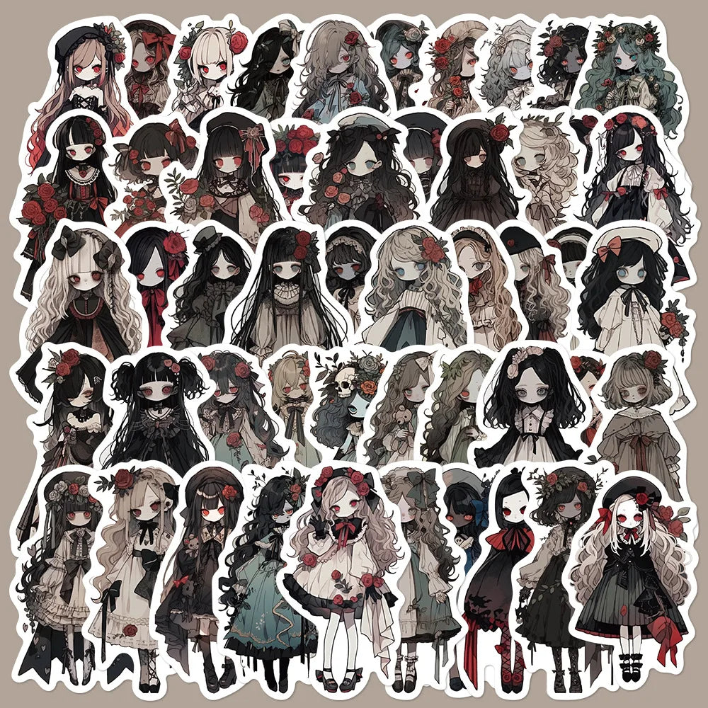 50Pcs Vampire Girl Graffiti Stickers for Helmet, Wall, DIY Decoration