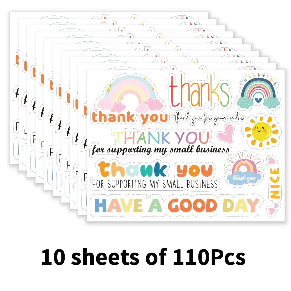 Rainbow Thank You Stickers for Small Business Gifts