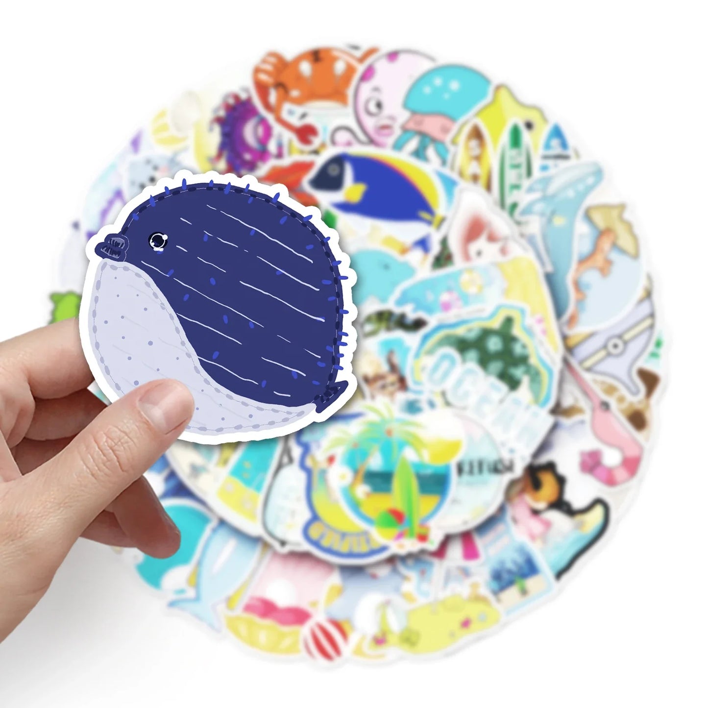 50Pcs Ocean Cartoon Waterproof Vinyl Stickers for Skateboard Snowboard