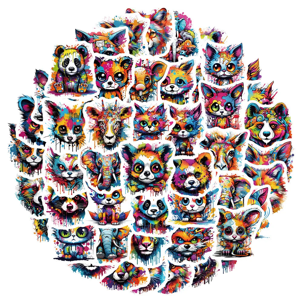 Cartoon Animal Stickers 10/30/50Pcs for Suitcase, Skateboard, Laptop, Luggage, Fridge, Phone, Car