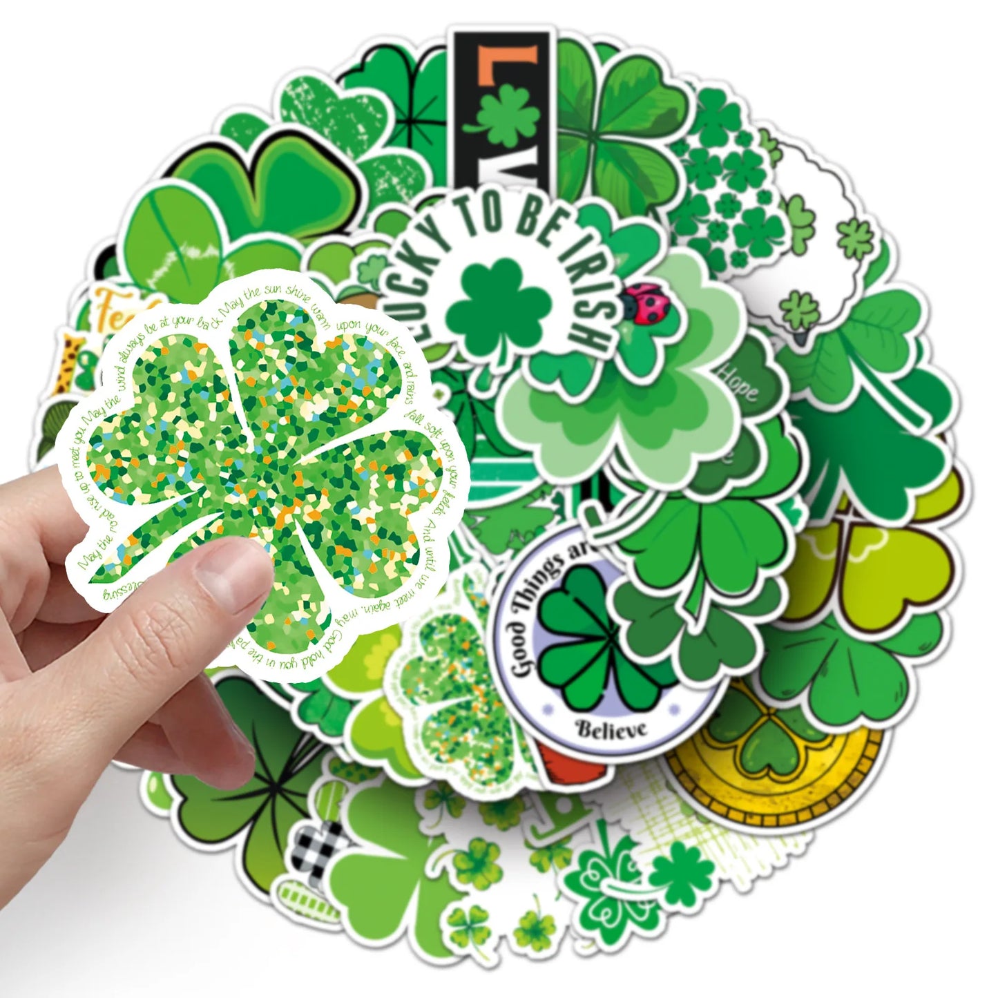 Four Leaf Clover Stickers Pack - Laptop, Guitar, Car, Bike, Skateboard Decals