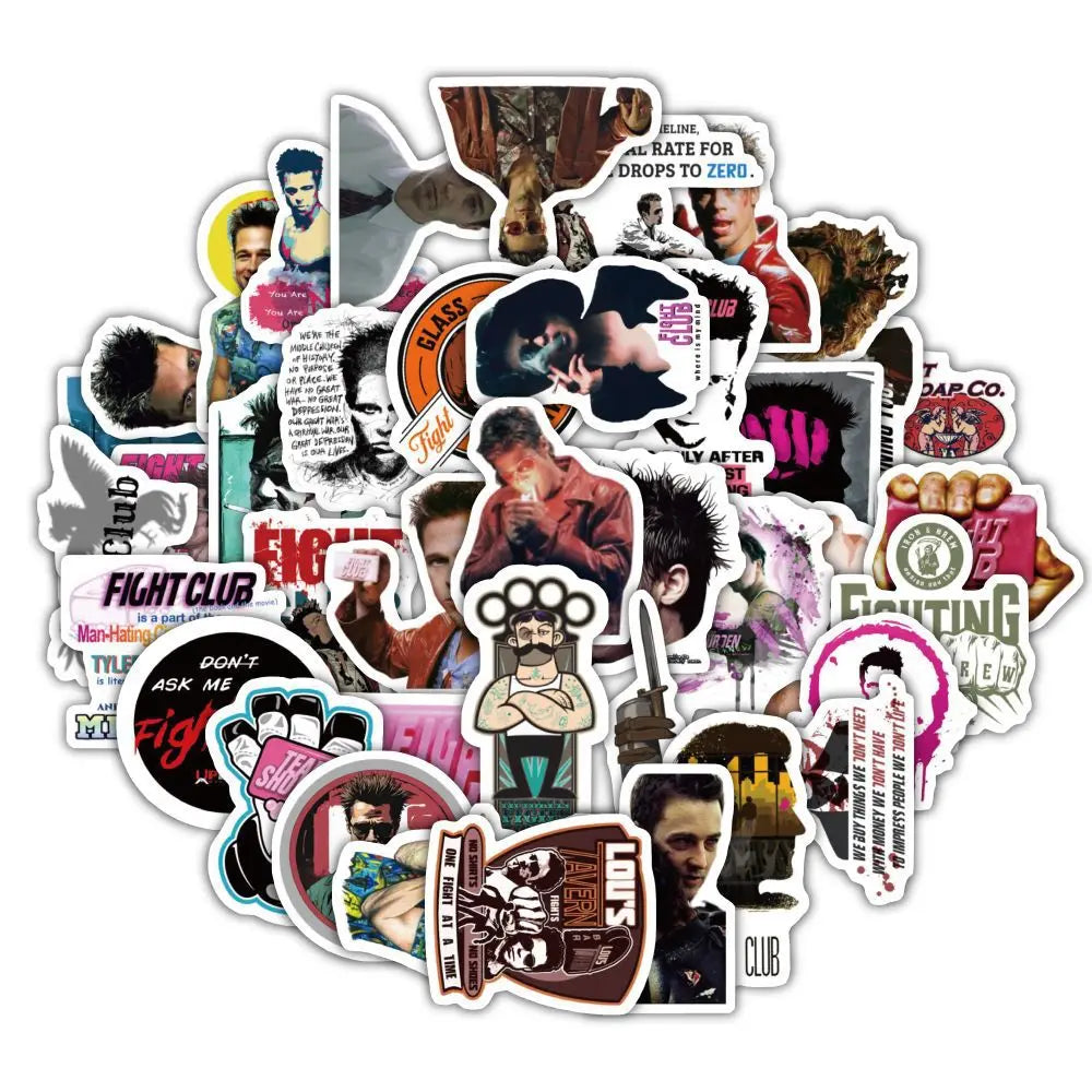 Fight Club Stickers Decals for Laptop, Phone, Guitar, Bike, Skateboard, Fridge, Luggage - 10/30/60PCS