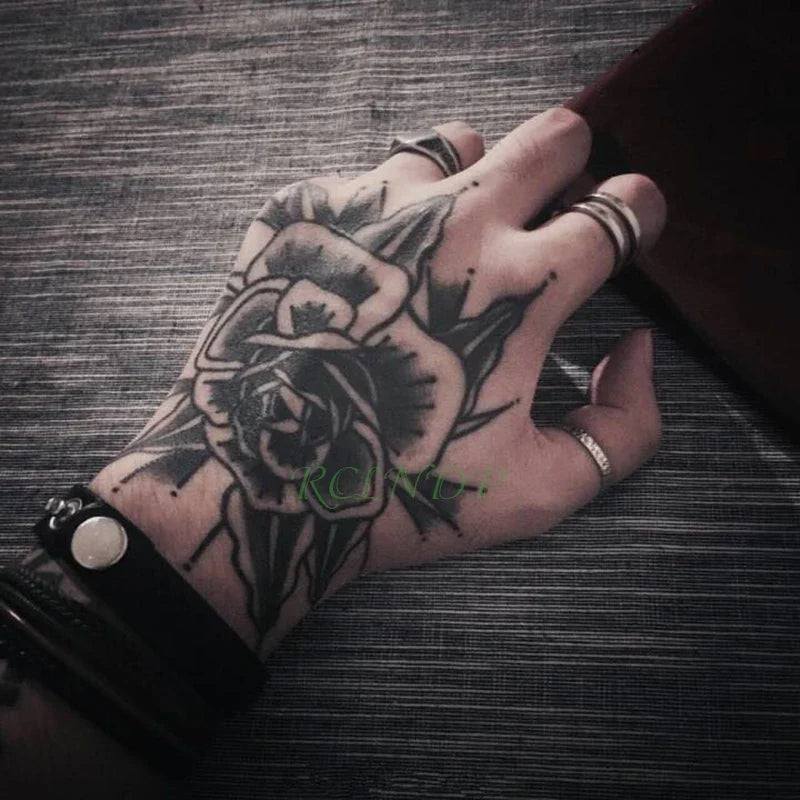 Waterproof Rose Flower Temporary Tattoo Sticker for Hand