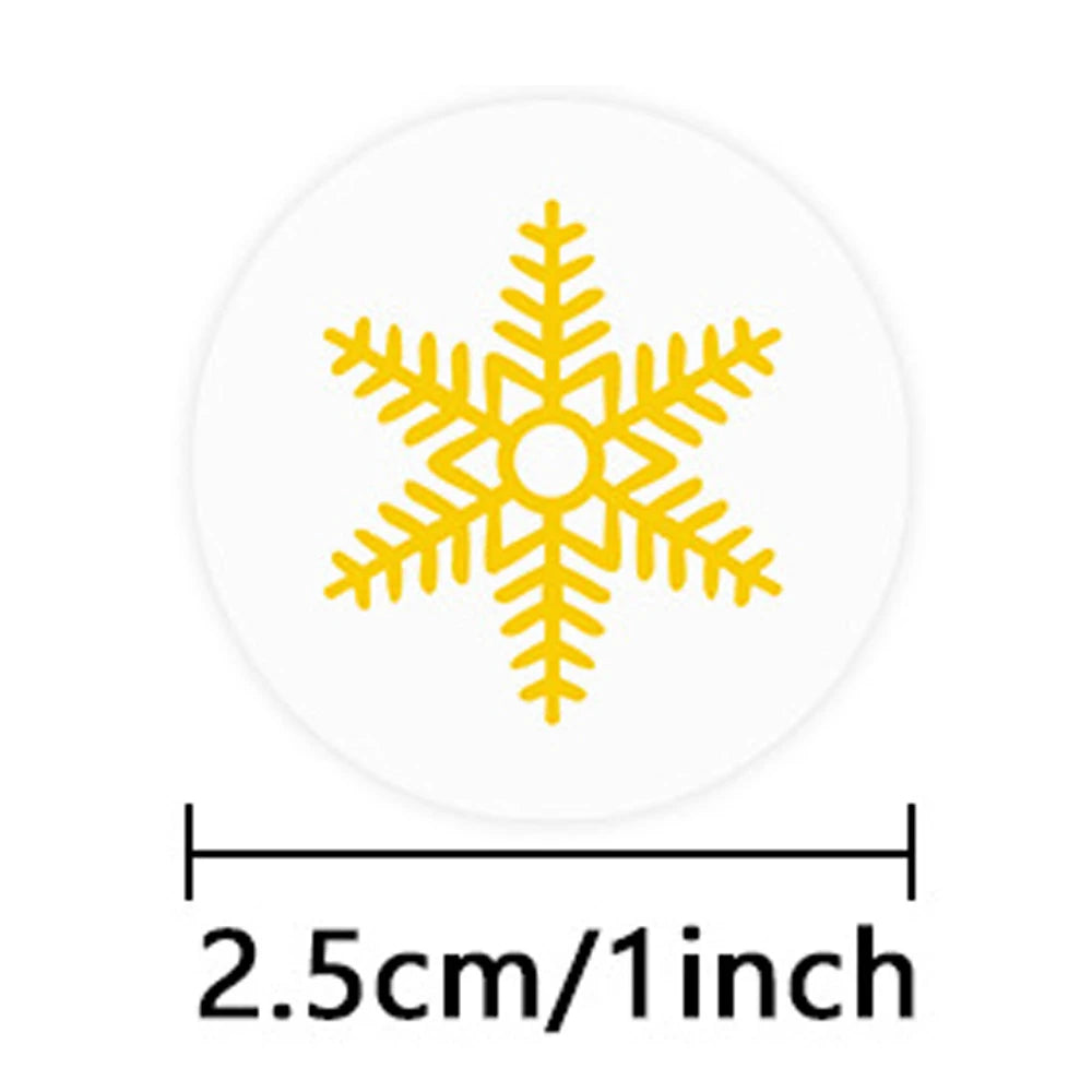 100-500Pcs Gold Snowflake Christmas Stickers Candy Bag Envelopes Sealing Label Christmas Gifts Box Decorations Sticker