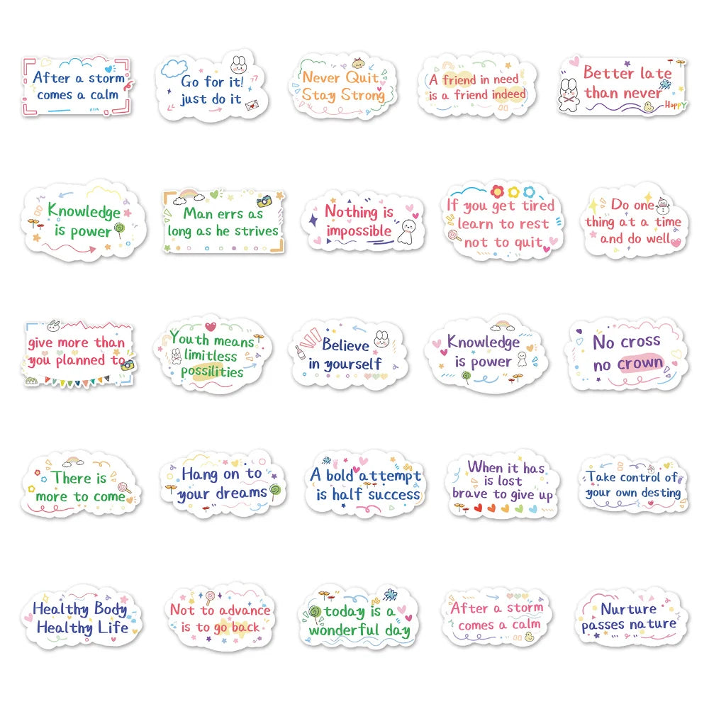 10/50pcs Motivational Phrases Sticker Inspirational Life Quotes DIY Stationery Laptop Study Room Scrapbooking Graffiti Decals