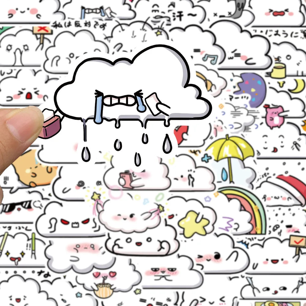 10/30/50PCS Cute Cartoon Clouds Stickers Graffiti Decoration DIY Toys Laptop Skateboard Phone Guitar PVC Waterproof Kids Sticker