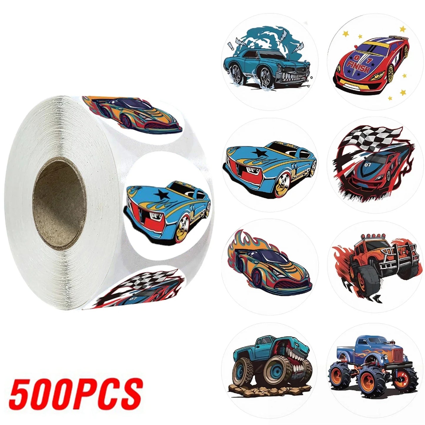 Car Toy Stickers 100-500pcs 2.5cm Gift Box Labels