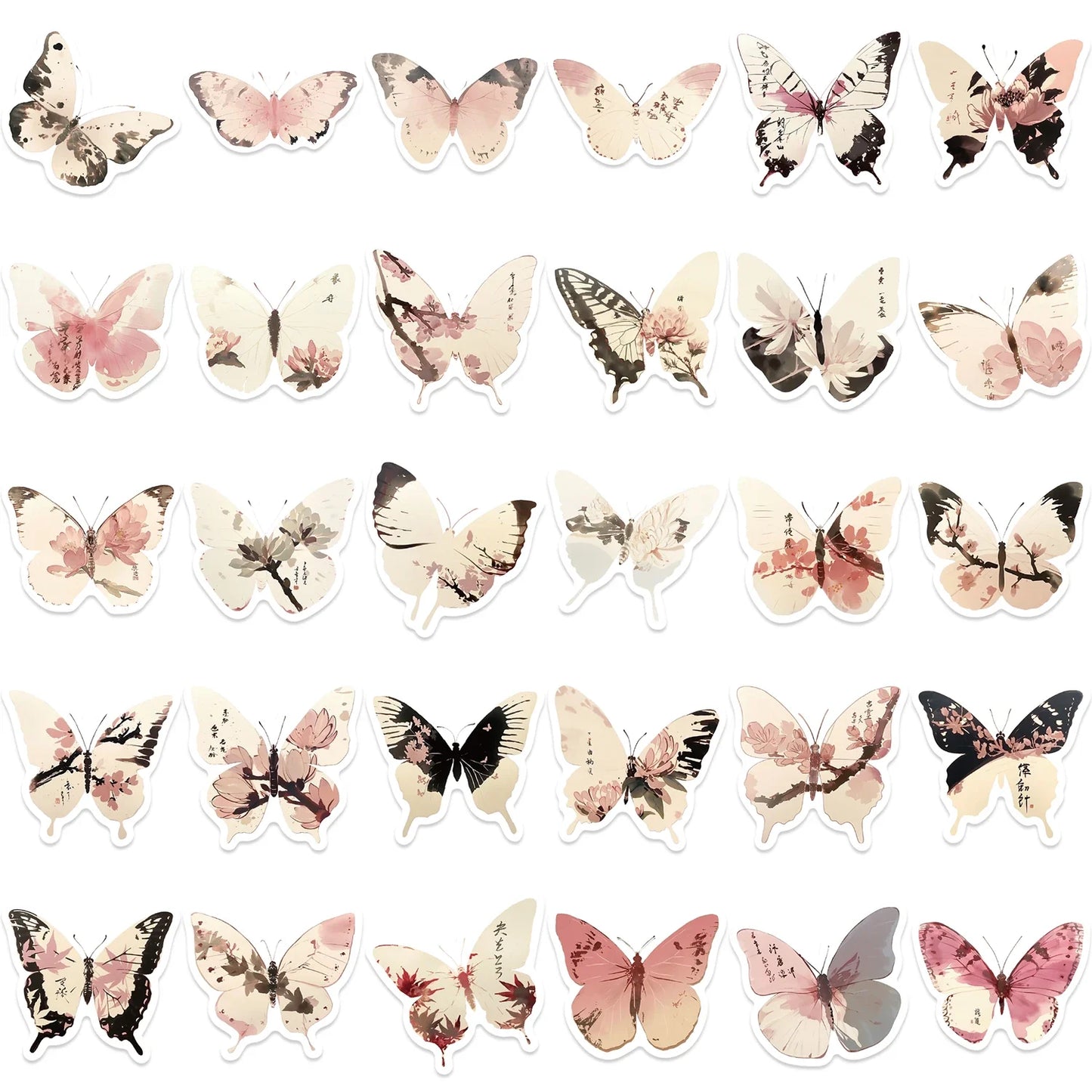 30Pcs Aesthetic Butterfly Stickers for Phone & Scrapbooking