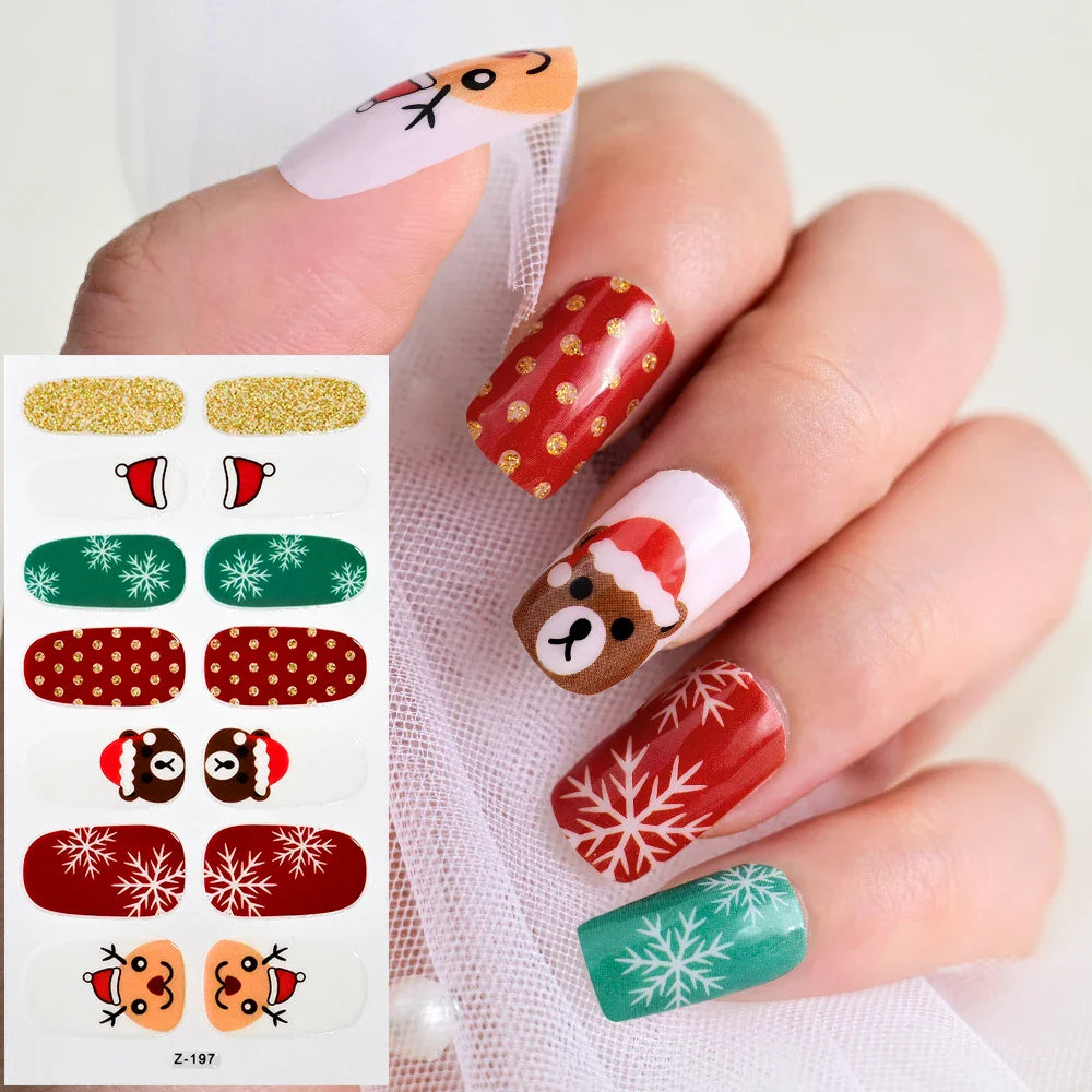 Christmas Nail Polish Strips: Glitter Heart Designs
