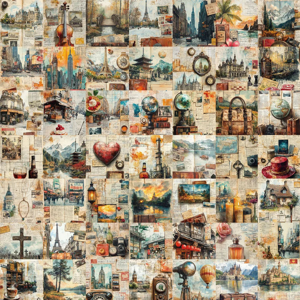 50pcs Retro Travel Stickers for Luggage, Water Bottle, Notebook, Guitar, Laptop, Phone