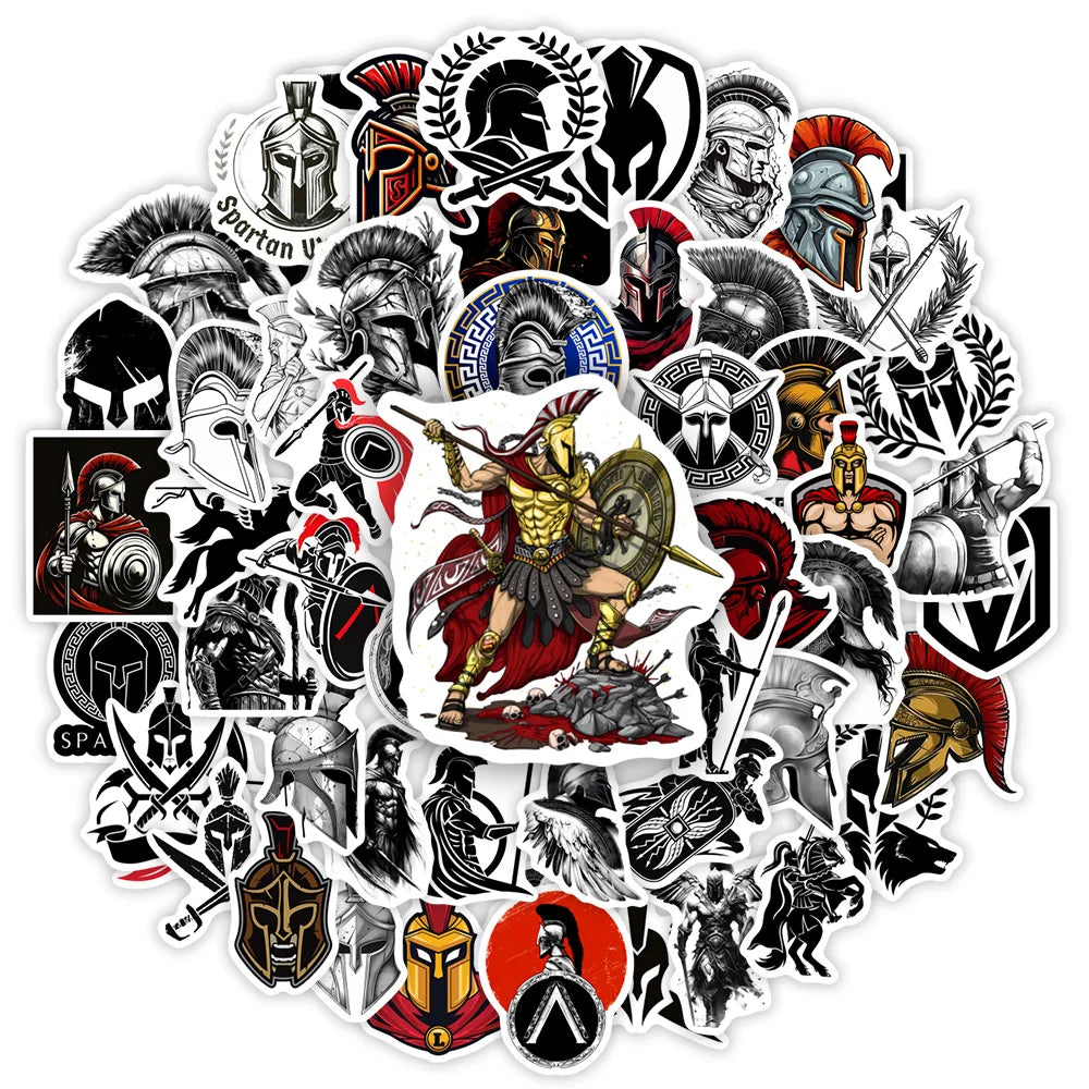 Ancient Greece Spartan Warriors Stickers Tattoo DIY Gift Decal for Laptop Phone Scrapbook Luggage Decorative Bottles Waterproof
