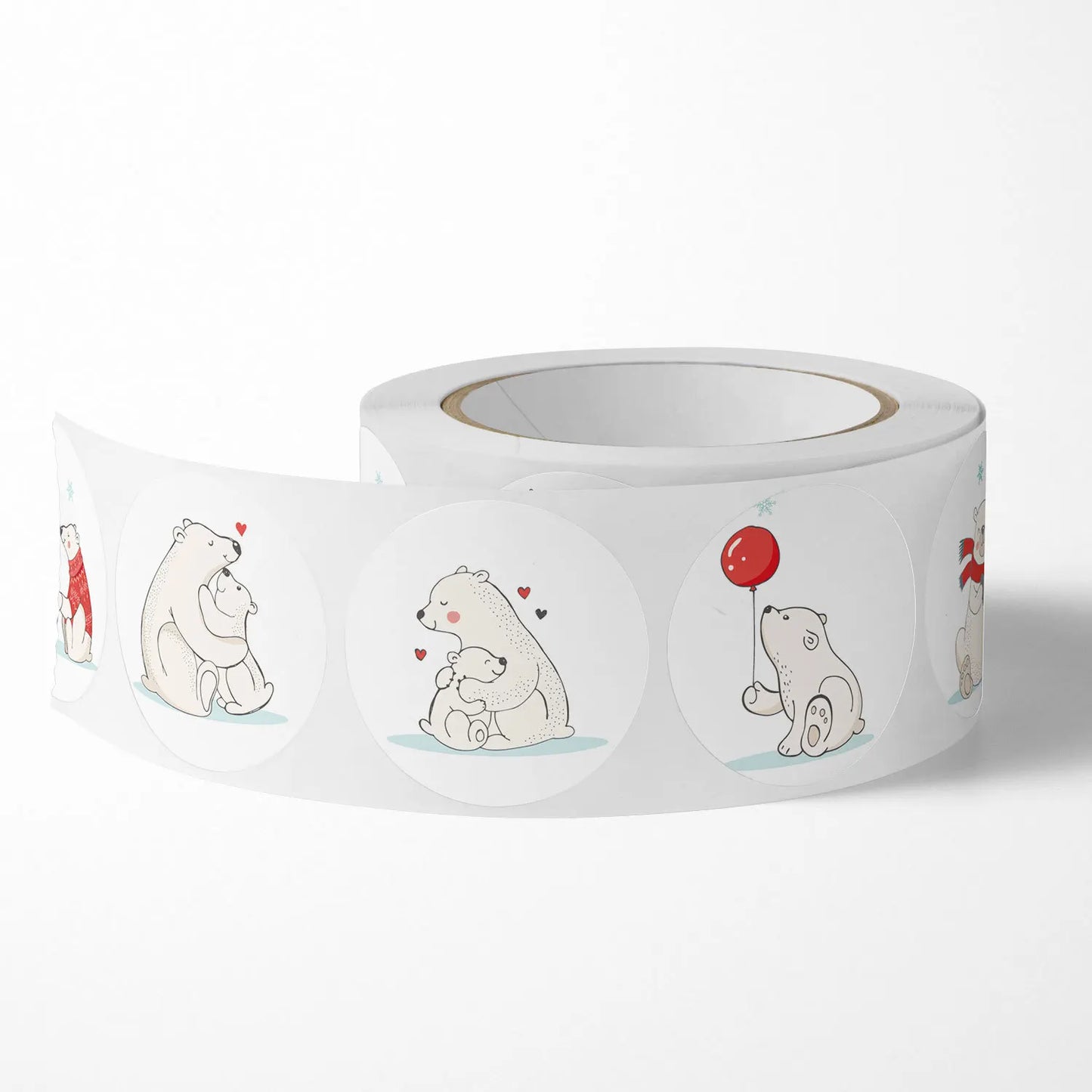 100-500 Pcs Round Cute Animal Polar Bear Party Adhesive Diy Seal Stickers Decorative Album Diary Cartoon Kawaii Label Decor