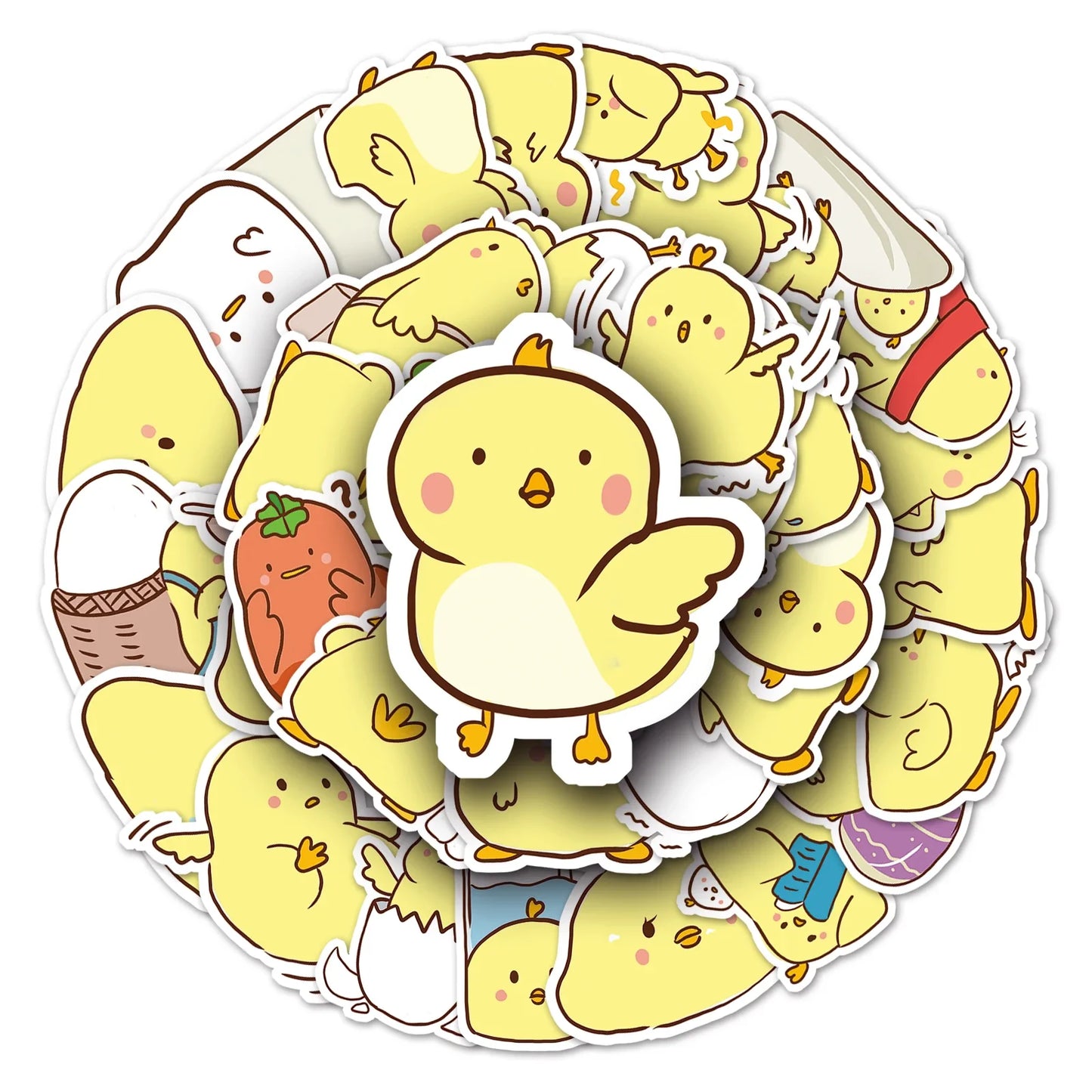50Pcs Chicken Cartoon Waterproof Vinyl Stickers for Skateboard Snowboard Decals